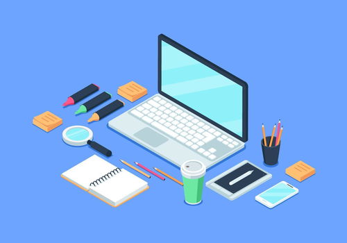 一款免费的扁平工作台矢量插画 ui设计素材 下载请到设计百宝箱 https uirush.net 插画设计 ui 平面设计